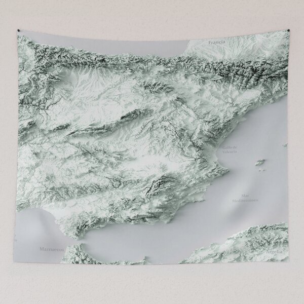 Item preview, Spain and Iberian Peninsula Relief Map Digitally-Rendered  designed and sold by ThinkAboutMaps.