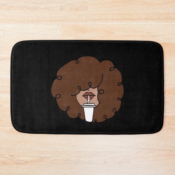 Item preview, Pepette with a straw Beautiful Black Woman Drinking in a Travel Mug Cute Coffee Dates Coffee Espresso Cappuccino Latte Macchiato Coffee with Milk Cute Black Woman with Afro Hair Natural Hair Curly designed and sold by Nathalie Aynié.