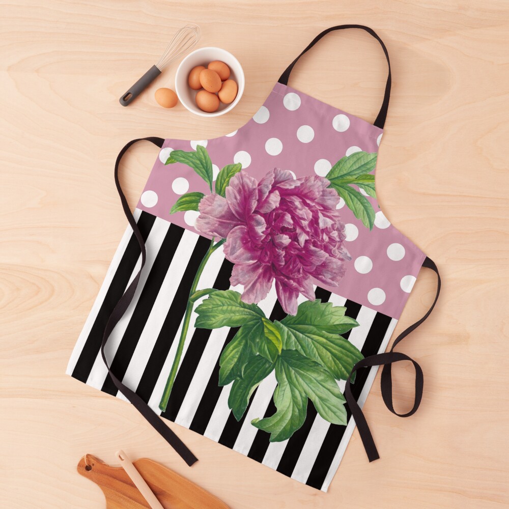 Pink Peony polka dot pink Apron