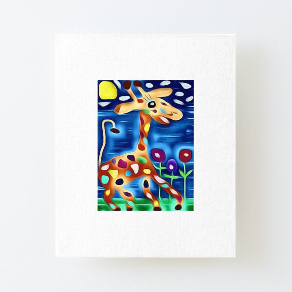 The rainbow Giraffe! Canvas Mounted Print