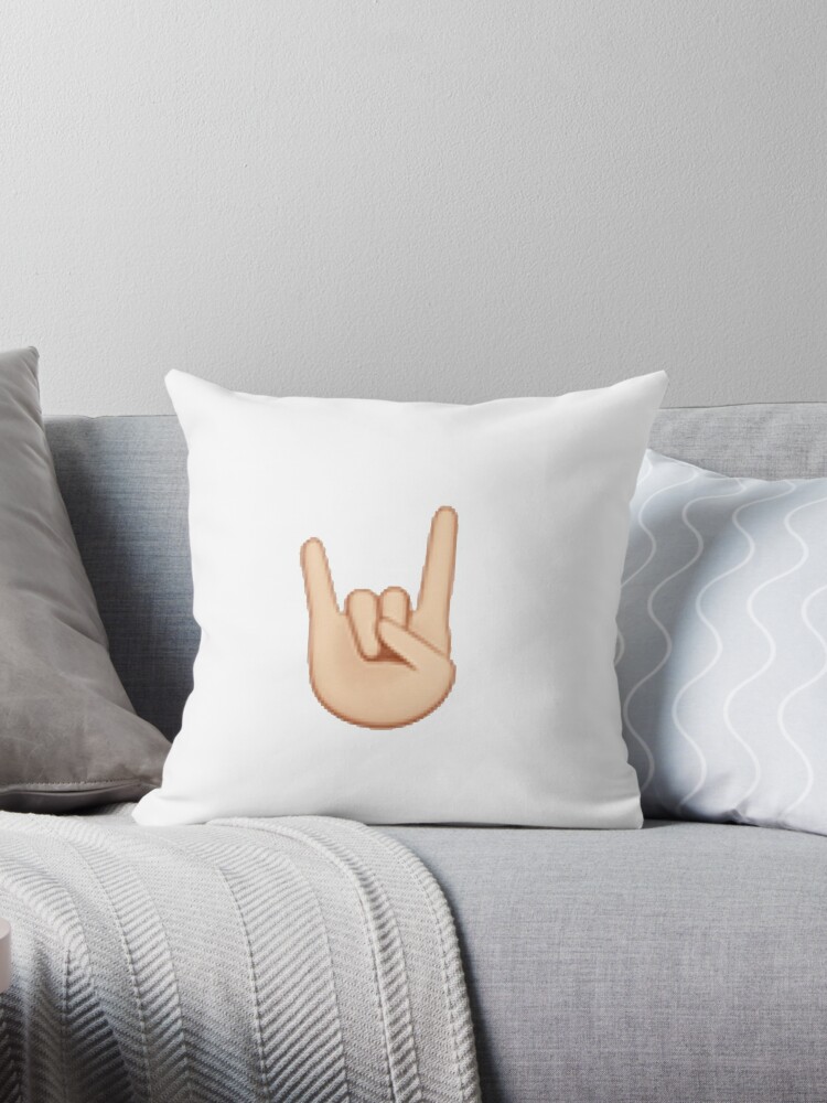 Rock Hand Emoji Throw Pillow By Victoriab 123