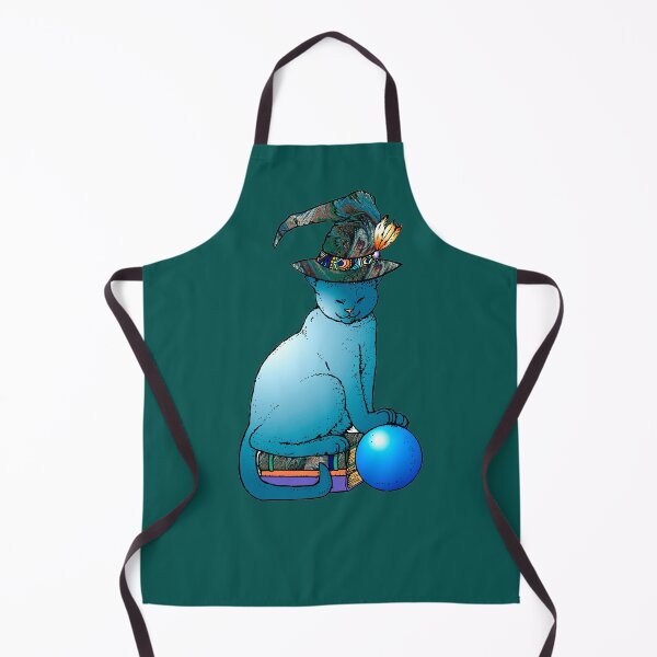 Item preview, Witches cat with magic hat and blue crystal ball designed and sold by headpossum.
