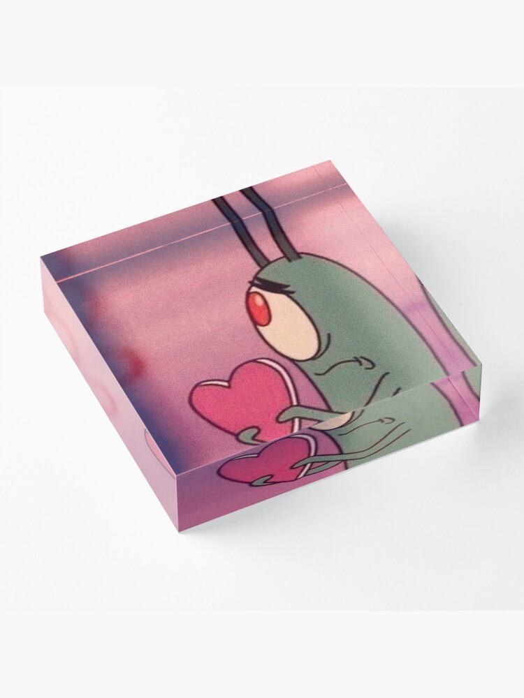 Alternate view of plankton heart meme Acrylic Block