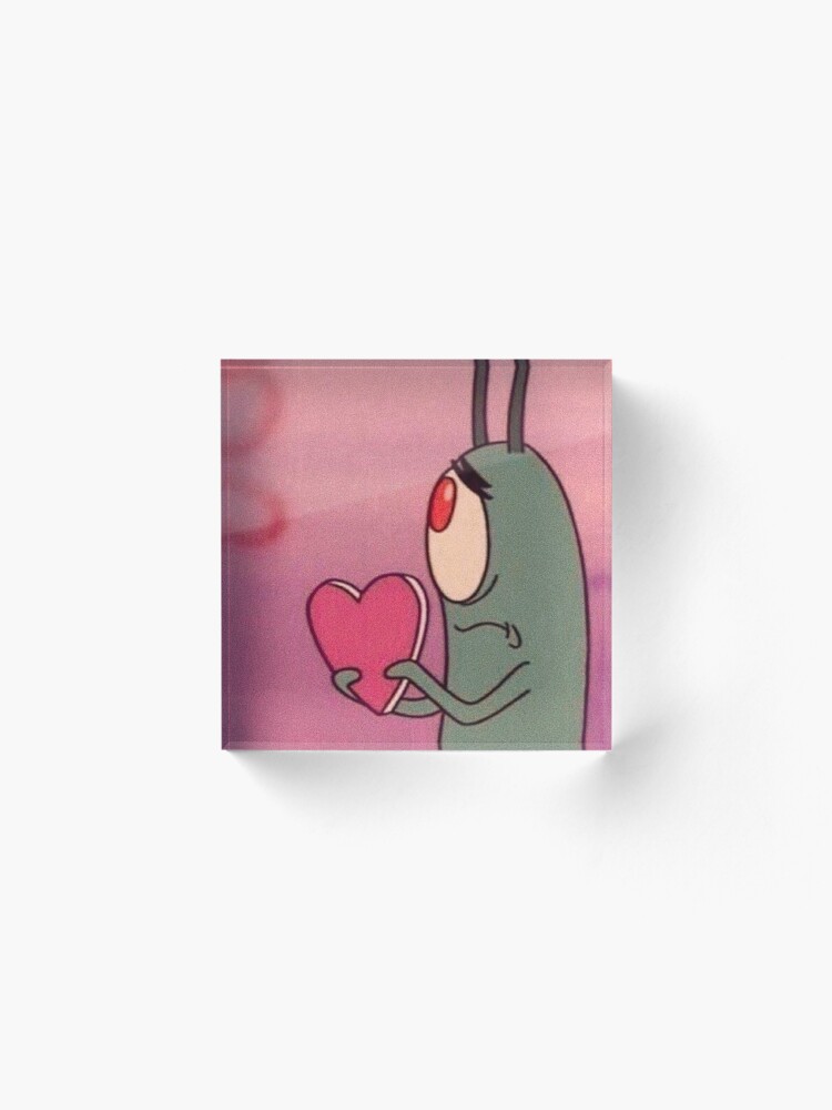 Alternate view of plankton heart meme Acrylic Block