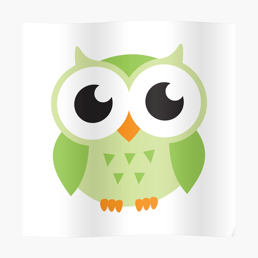Cute green owl stickers