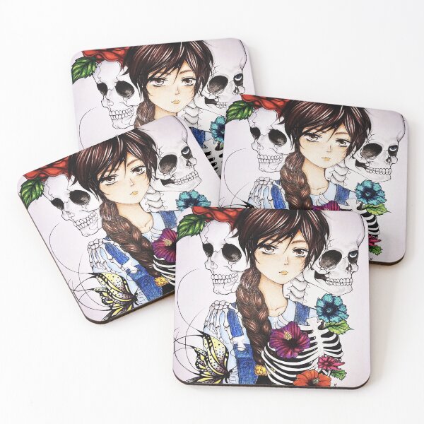Item preview, Anime Girl YUU with flowers & skulls designed and sold by Mayamoamen99.