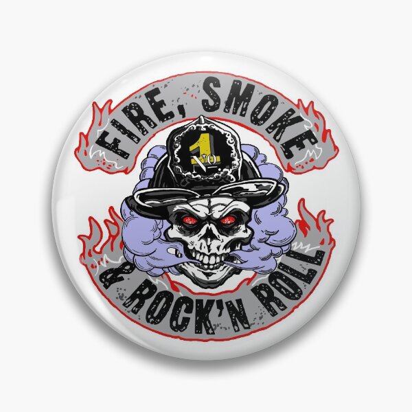 Item preview, Fire, Smoke and Rock`n Roll. Skull as Firefighter. designed and sold by StickerApe.