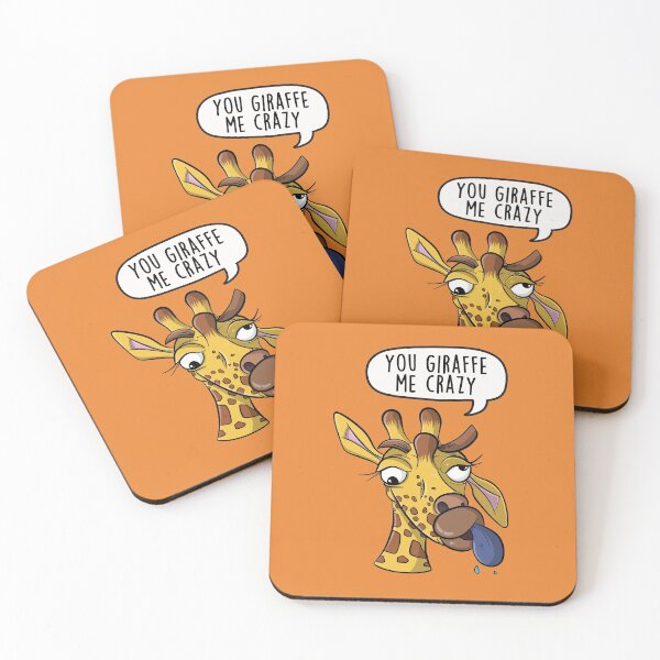 Item preview, You Giraffe Me Crazy - Funny Cartoon Animal Pun designed and sold by LEFDDesigns.
