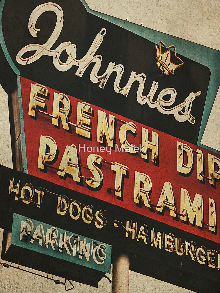 "Johnnie's French Dip Vintage/Retro Sign" Tshirt for Sale by