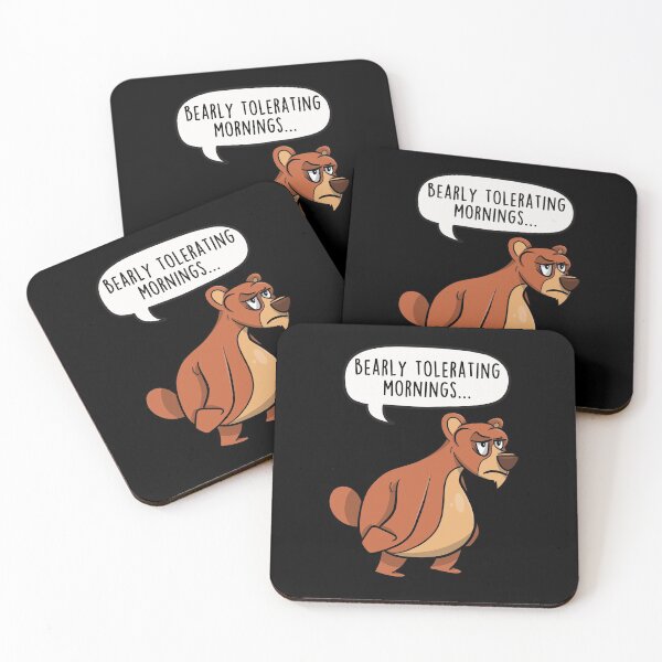 Item preview, Bearly Tolerating Mornings - Funny Bear Cartoon Sarcastic Pun designed and sold by LEFDDesigns.