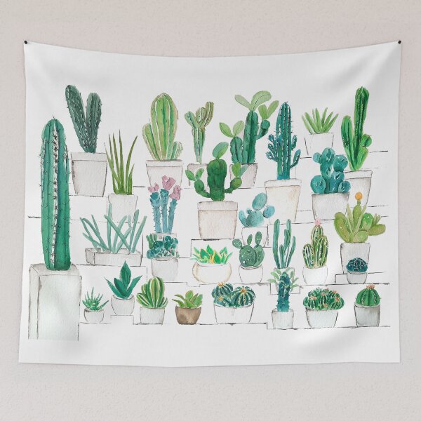 Item preview, hand painted cacti garden watercolor designed and sold by SelenePaintings .