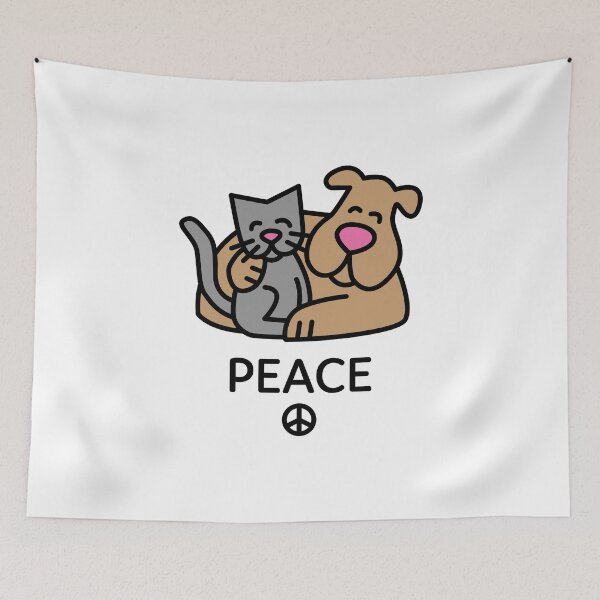 Item preview, Peace Dog Cat Hug Feline Canine Lover Funny Novelty graphic designed and sold by nikkidawn74.