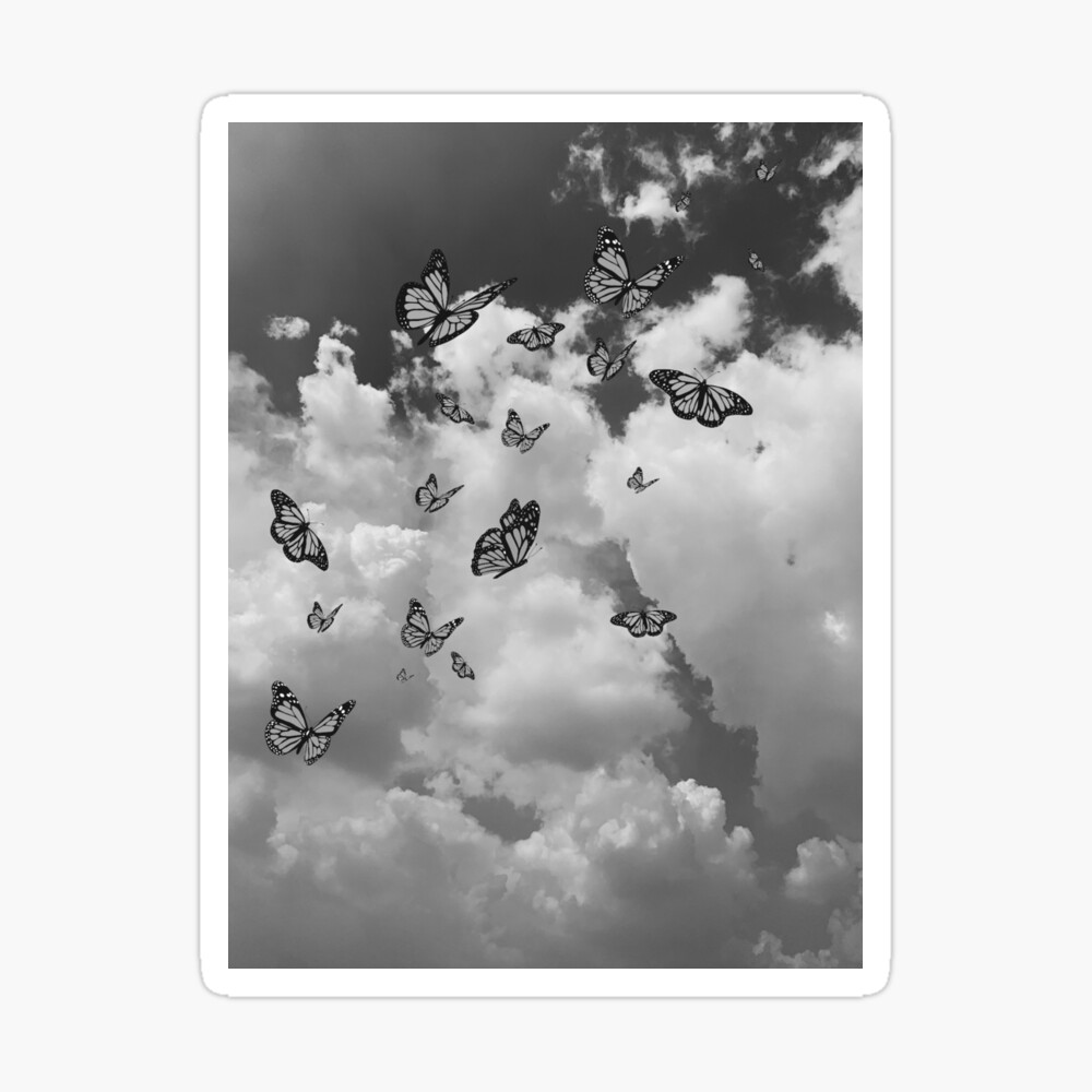 Monarch butterflies flying in the sky (Black and white) - Photography and  illustration | Art Board Print