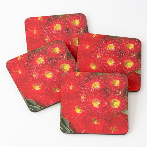 Item preview, Eucalyptus Red Flowers Glow designed and sold by Joy Watson - Natural Light Photography .