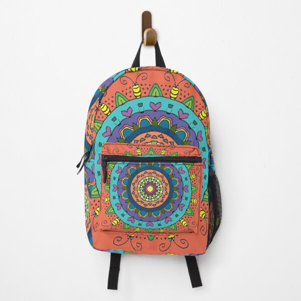 Item preview, Hearts and Bugs Mandala on Orange Background designed and sold by Karen McFarland.
