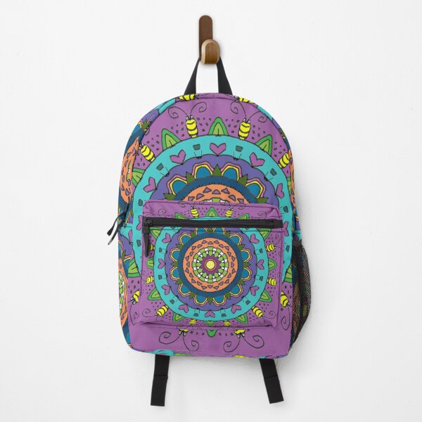 Item preview, Hearts and Bugs Mandala on Purple Background designed and sold by Karen McFarland.
