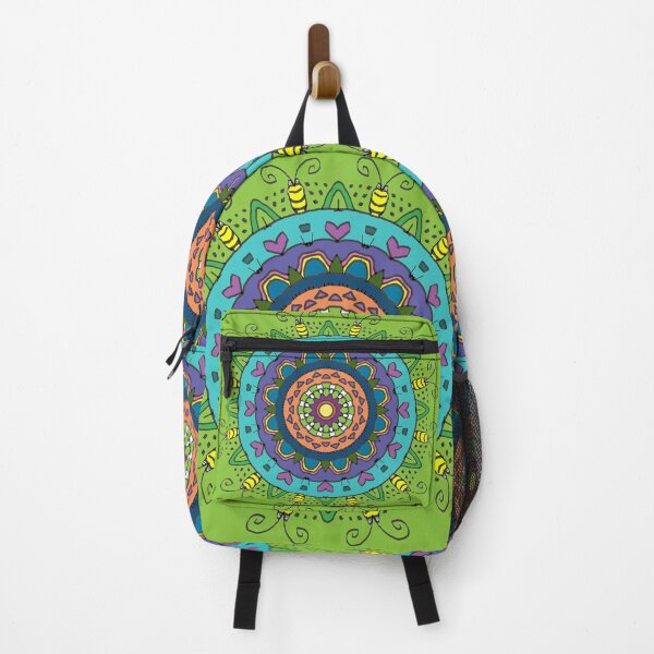 Item preview, Hearts and Bugs Mandala on Green Background designed and sold by Karen McFarland.