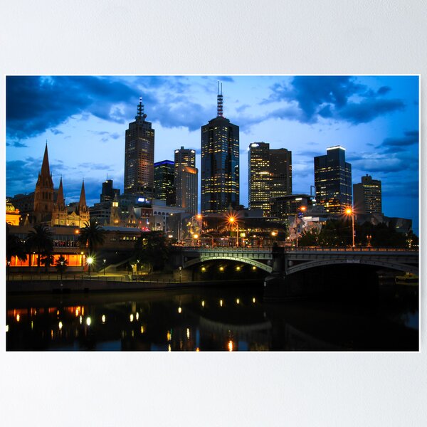 Item preview, Melbourne Skyline at Dusk designed and sold by jamjarphotos.