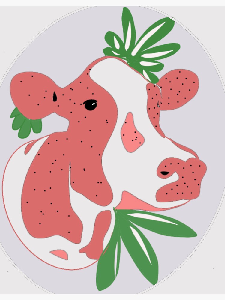 Thumbnail 3 of 3, Sticker, Strawberry cow designed and sold by racer0220.