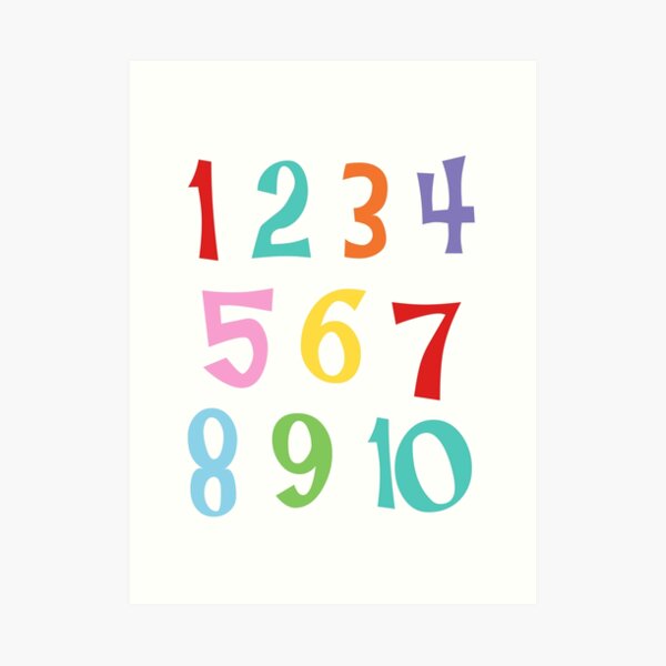 colourful numbers Art Print