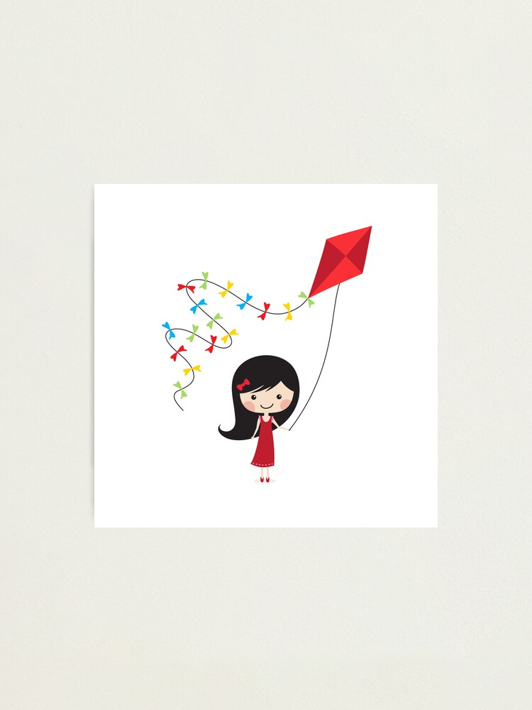 Alternate view of Girl with kite Photographic Print