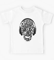 °ღ♫Cool Vintage Feel Skull Listening to Music Clothing & Stickers♪ღ° Kids Tee