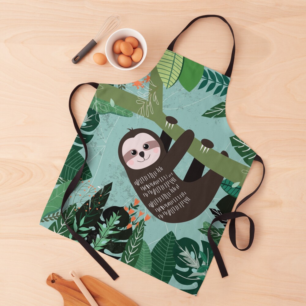 Woodland Jungle Tree Sloth Apron