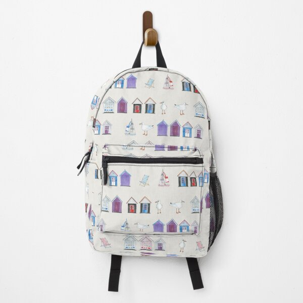 Item preview, Beach Huts, Bournemouth - on grey - watercolour pattern by Cecca Designs designed and sold by Cecca-Designs.