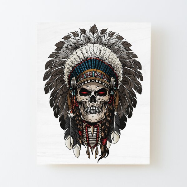 Native skull warrior' Poster, picture, metal print, paint by