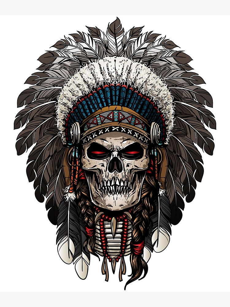 Indian Warrior Skull Metal Print for Sale by JTS STORE