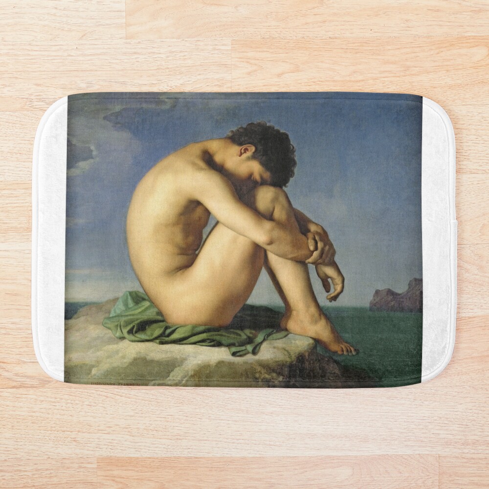 Reproduction Tableau Guercino - Jeune Homme Nu Assis - Toile/cadre Prêt à Accrocher - Neuf