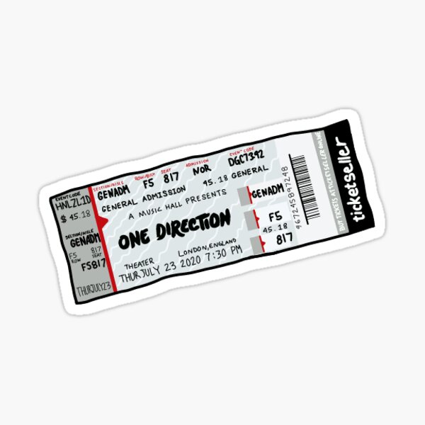 One Direction Concert Ticket Illustration Sticker By Rileyannemarie Redbubble