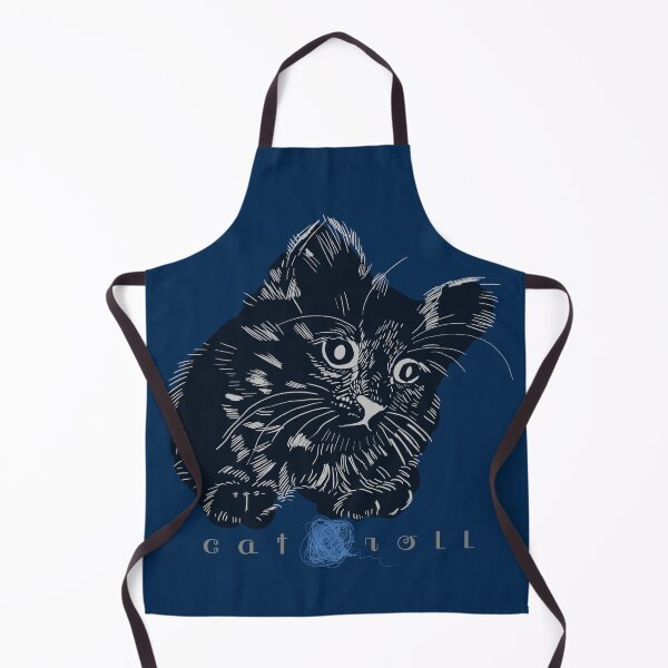 Item preview, A little, black kitten playing with the ball of wool designed and sold by korasi.