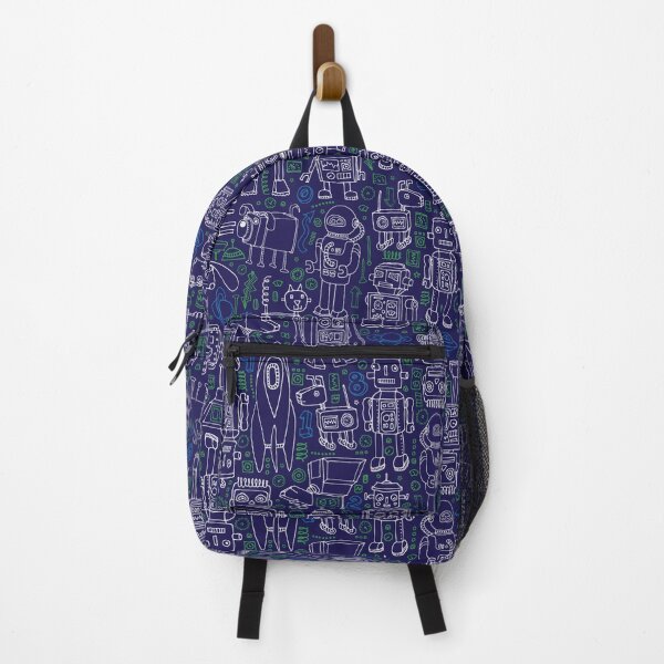 Vista previa del artículo con la obra «Robot Pattern - Navy - patrón divertido de Cecca Designs», diseñado y vendido por Cecca-Designs.