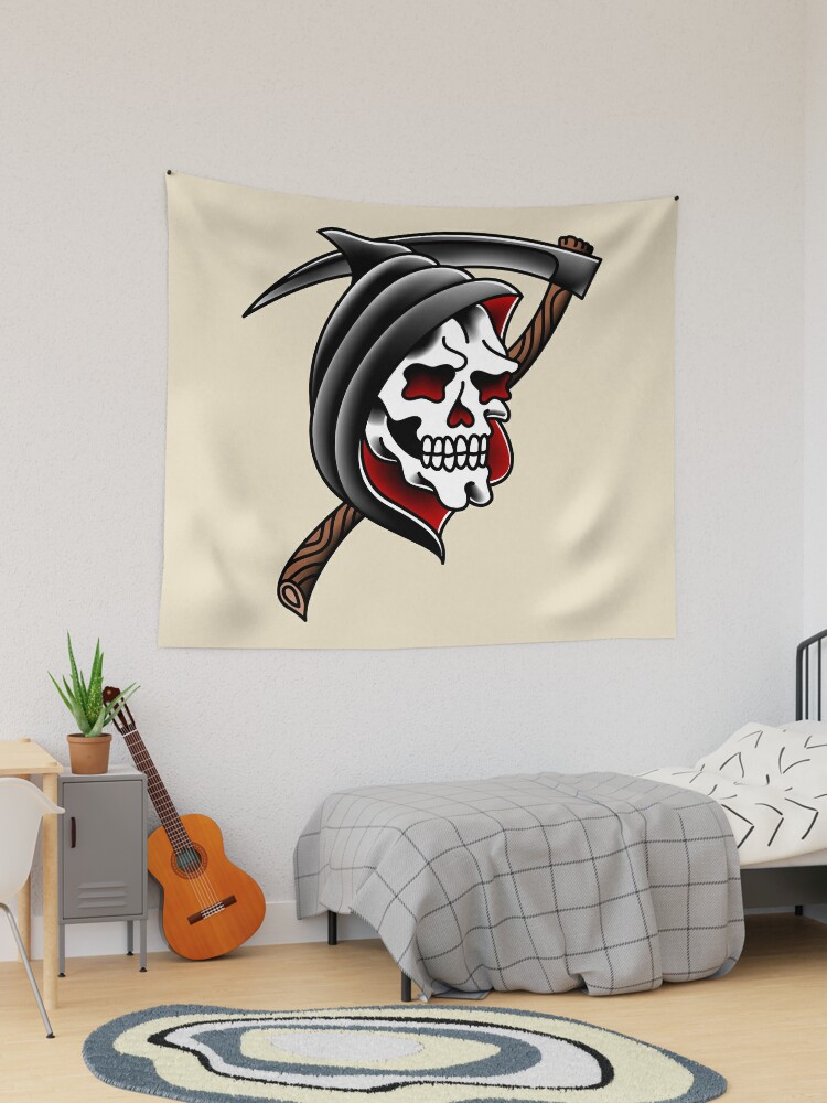 Grim Reaper American Flag Patriotic Skull All Over Print Baseball