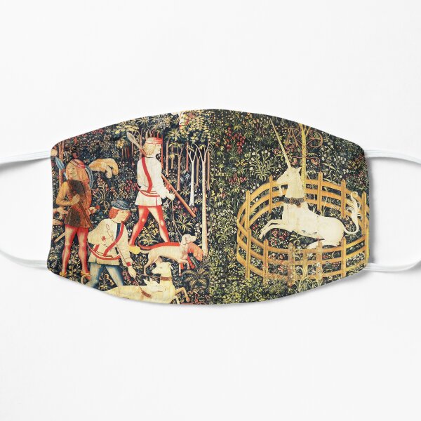 HUNTERS AND UNICORN CAPTURED IN WOODLAND Green Floral Flat Mask