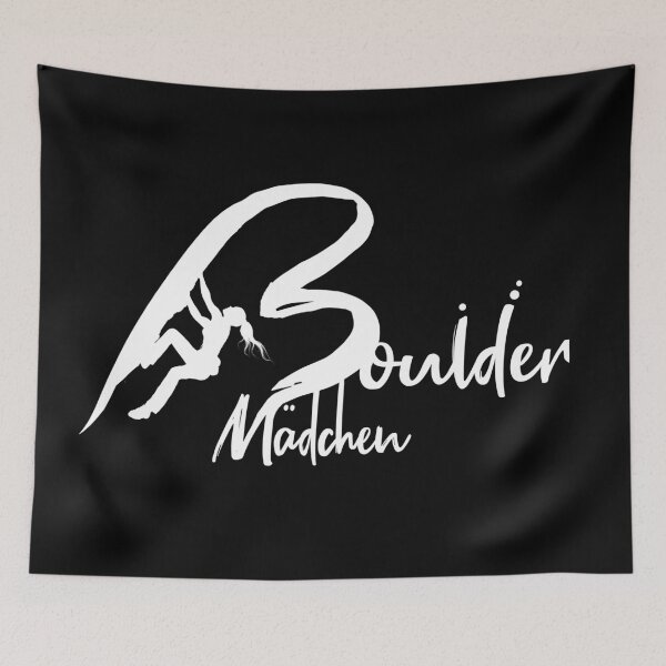 Item preview, Boulder girl bouldering logo with female climber bouldering designed and sold by MadandMean.