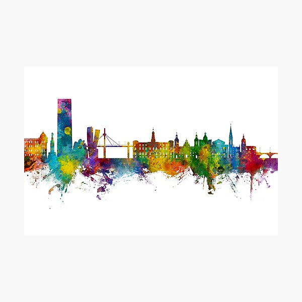 Vista previa del artículo con la obra «Bilbao Spain Skyline», diseñado y vendido por ArtPrints.