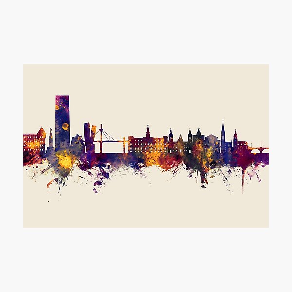Vista previa del artículo con la obra «Bilbao Spain Skyline», diseñado y vendido por ArtPrints.