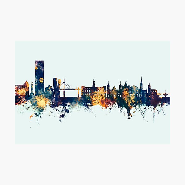 Vista previa del artículo con la obra «Bilbao Spain Skyline», diseñado y vendido por ArtPrints.