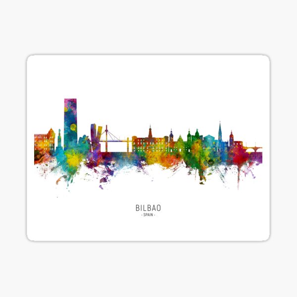 Vista previa del artículo con la obra «Bilbao Spain Skyline», diseñado y vendido por ArtPrints.