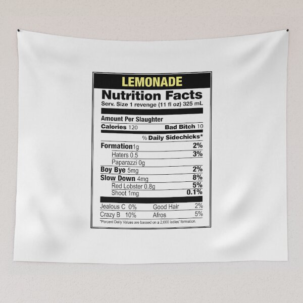 Item preview, Beyonce Lemonade Nutrition Facts designed and sold by mbikosdesign.