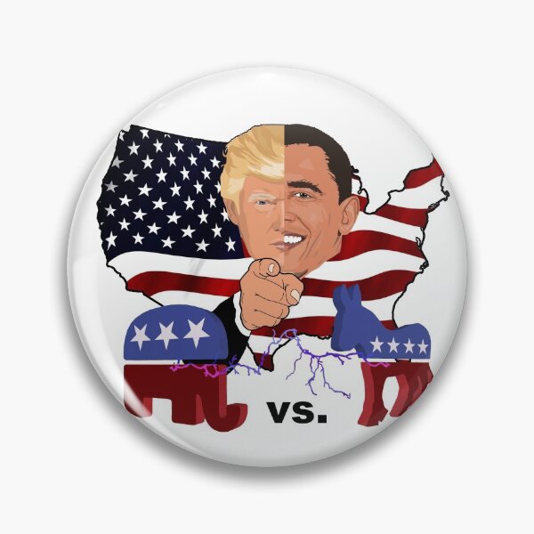 Item preview, Trump vs. Obama Republicans vs. Democrats half portrait designed and sold by Oberlaender.