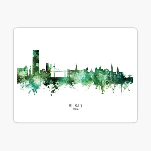 Vista previa del artículo con la obra «Bilbao Spain Skyline», diseñado y vendido por ArtPrints.