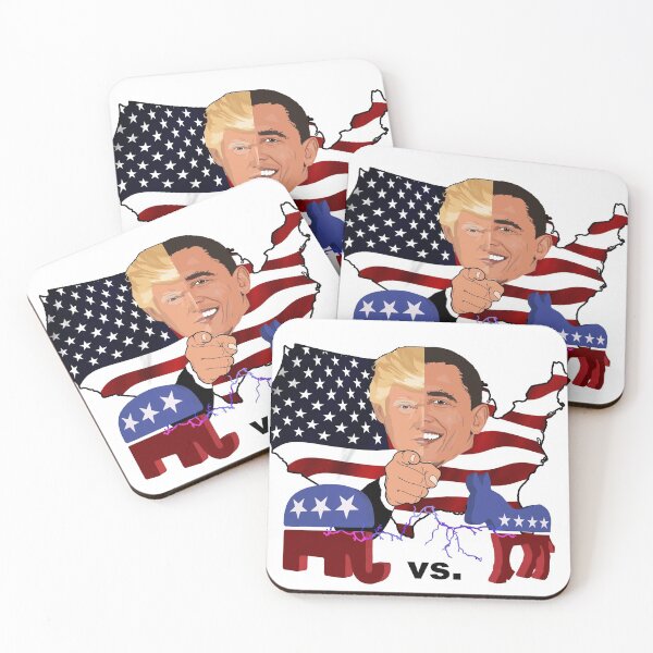 Item preview, Trump vs. Obama Republicans vs. Democrats half portrait designed and sold by Oberlaender.