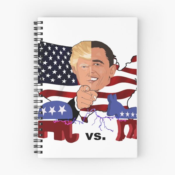 Item preview, Trump vs. Obama Republicans vs. Democrats half portrait designed and sold by Oberlaender.