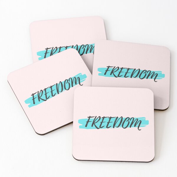 Item preview, Freedom quote on green aqua brush with pastel pink background designed and sold by simplysharon.