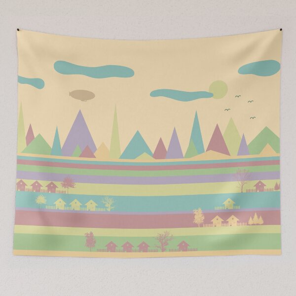 Item preview, Cute colorful abstract landscape with geometric shapes designed and sold by CiniArt.