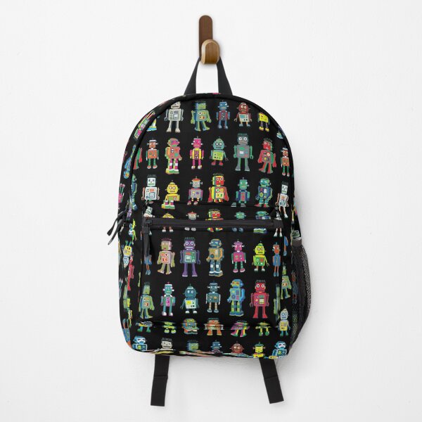 Item preview, Robot Line-up on Black - fun pattern by Cecca Designs designed and sold by Cecca-Designs.