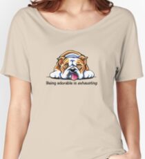 Being Adorable Bulldog Blue Women's Relaxed Fit T-Shirt